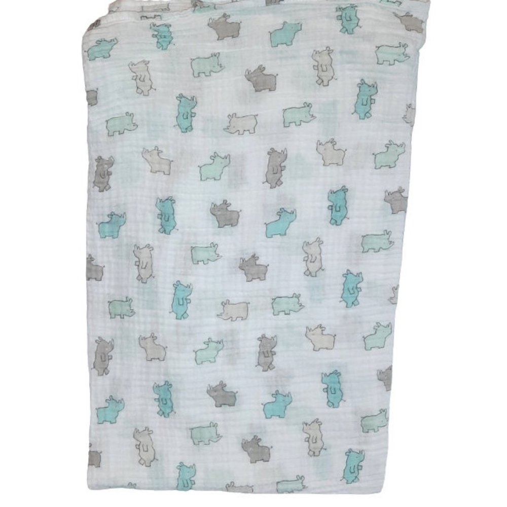 Koala Baby Rhino Rhinoceros Muslin Swaddle Wrap Security Baby Blanket 45" X 42"